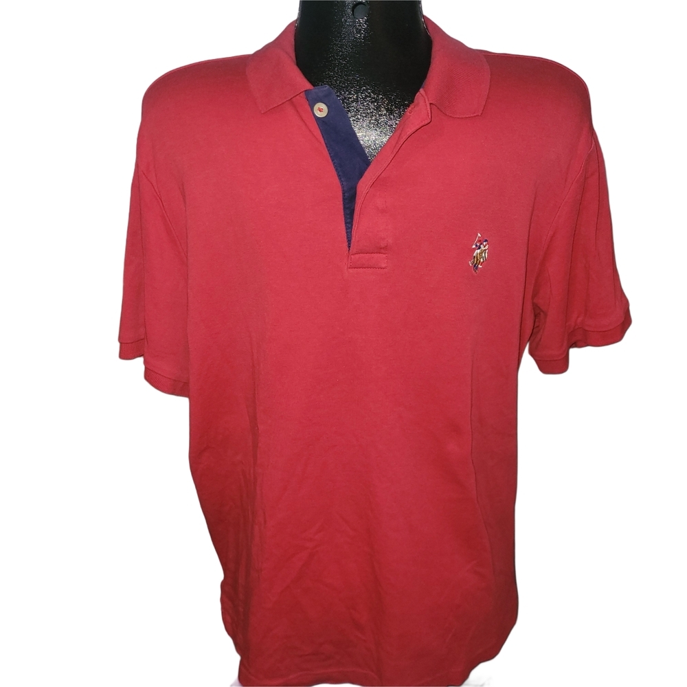 U.S. Polo Assn Men's Red Luxury Feel Polo Golf Top Size L